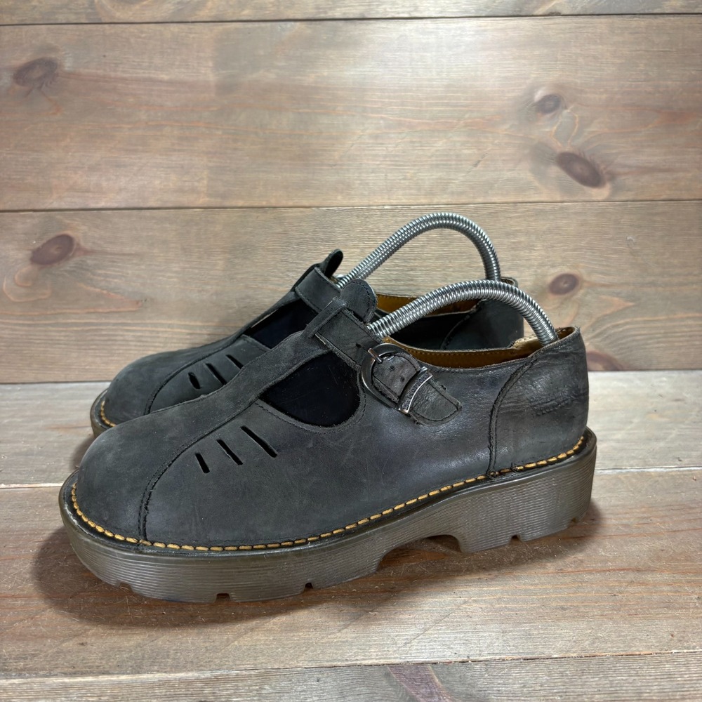 vintage Dr Martens Womens size 7 shoes Black Leather Buckle fisherman oxfords